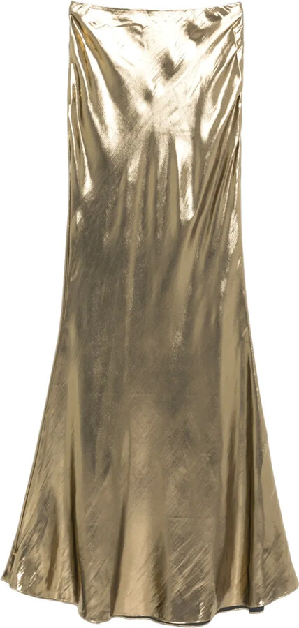 Self-Portrait Metallic-Effect Maxi Skirt