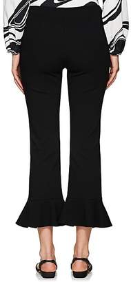 Lisa Perry Women's Ponte Crop Flared Flounce Pants - Black