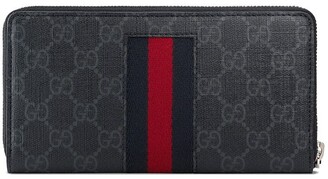 Gucci black GG Supreme Web zip around wallet