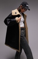 Thumbnail for your product : Topshop Faux Leather & Faux Shearling Car Coat