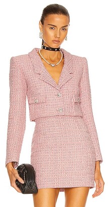 Alessandra Rich Tweed Cropped Jacket in Pink - ShopStyle