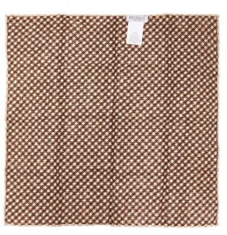 Brunello Cucinelli Tile-print Silk-faille Pocket Square - Beige