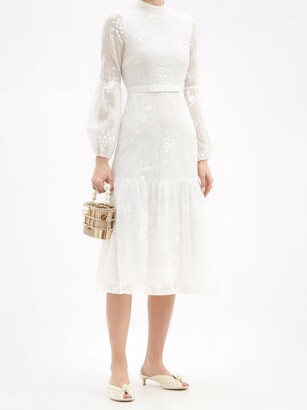 Erdem Sandra Floral-embroidered Lace Midi Dress - White
