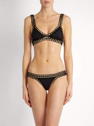 Kiini Chacha Crochet Trimmed Triangle Bikini - Womens - Black Multi
