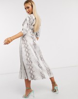 Thumbnail for your product : I SAW IT FIRST wrap midi dress in snake print