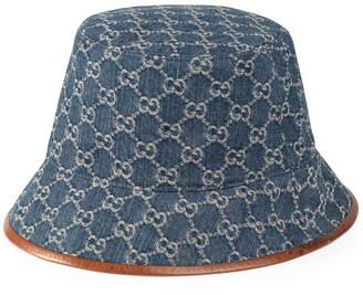 Gucci GG Supreme leather-trimmed bucket hat - ShopStyle