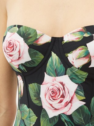 Dolce & Gabbana Balconette Rose-print Swimsuit - Black Print