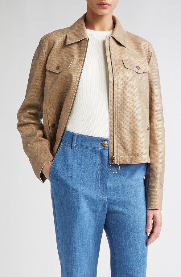 Akris Punto Pin Dot Lambskin Leather Jacket