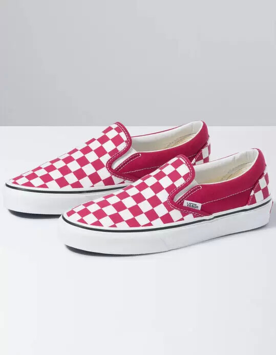 Vans Checkerboard Classic Slip-On Womens Cerise & True White Shoes -  ShopStyle