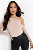 Thumbnail for your product : boohoo Petite Cut Out Long Sleeve Slinky Bodysuit