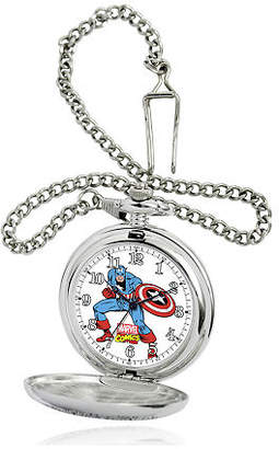 Marvel Captain America Mens Silver-Tone Pocket Watch Family