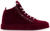 Thumbnail for your product : Giuseppe Zanotti Burgundy Flocked May London High-Top Sneakers