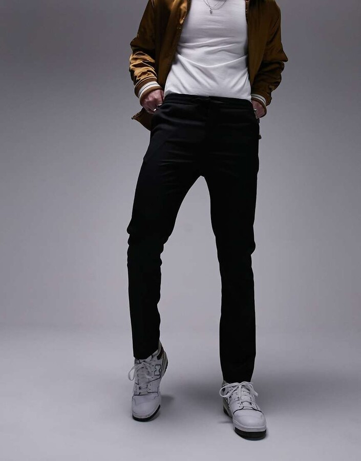 Topman skinny smart trousers in black ShopStyle Chinos Khakis
