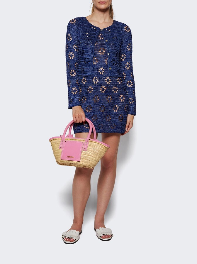 Calle Del Mar Floral Crochet Mini Dress Navy