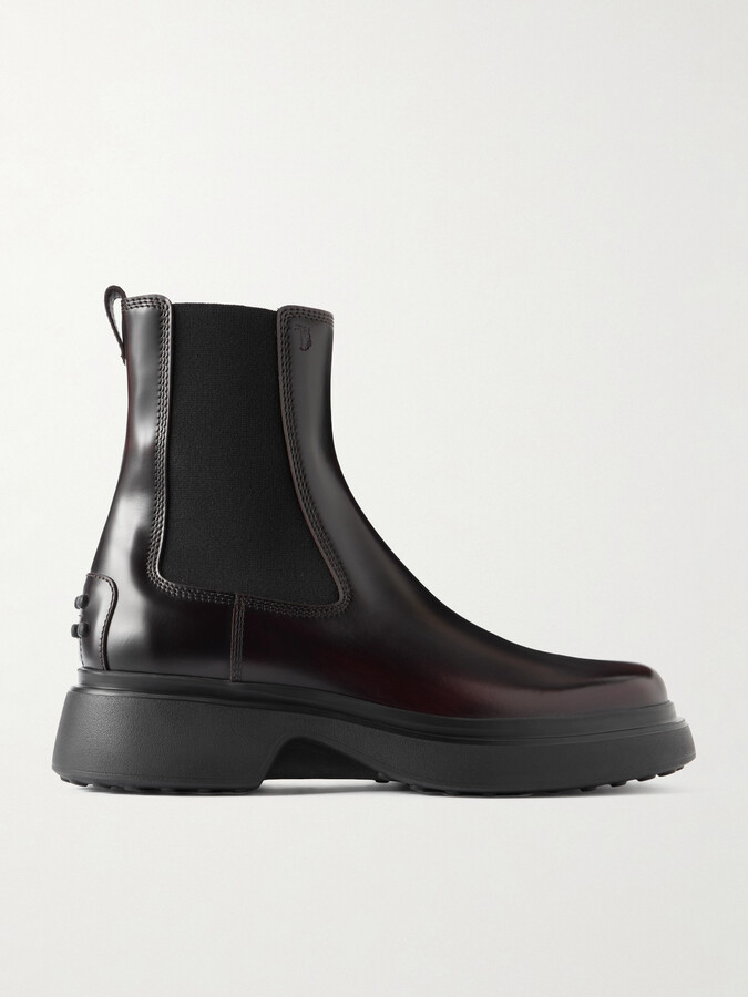 Tod's Gomma 74l Glossed Leather Chelsea Boots - Burgundy