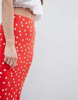 Thumbnail for your product : ASOS Petite Design Petite Midi Skirt With Kickflare In Polka Dot