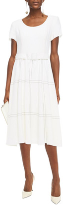 Goat Kelly Embroidered Belted Wool-crepe Midi Dress