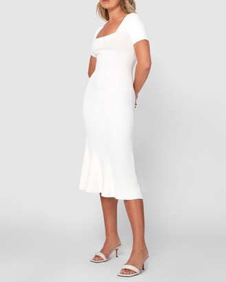 BY JOHNNY. - Women's White Midi Dresses - Natasha Knit Midi Dress - Size M at The Iconic