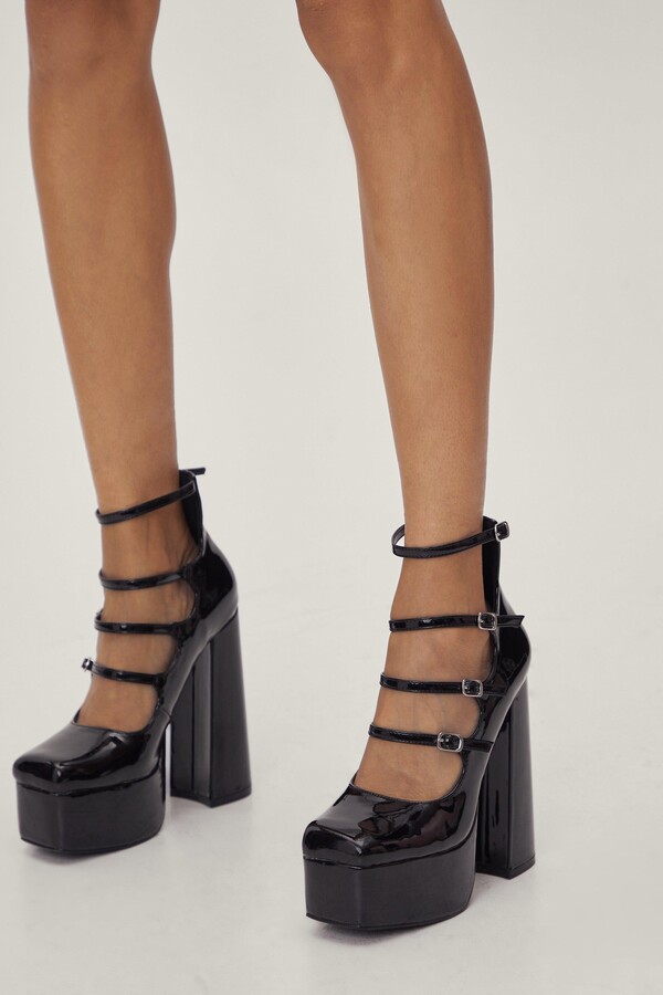 black platform heel sandals