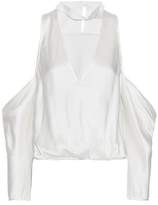 Thumbnail for your product : Mason by Michelle Mason Cold-shoulder Wrap-effect Cutout Silk-satin Top