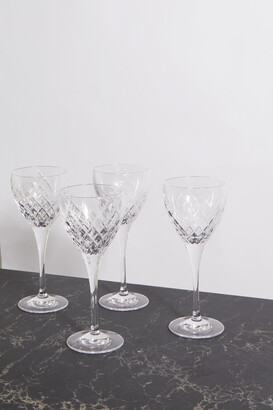 Soho Home - Barwell Set Of Four Cut Crystal White Wine Glasses - Clear - One size