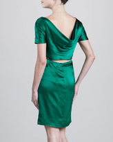 Thumbnail for your product : Zac Posen Hammered Silk Short-Sleeve Dress, Green