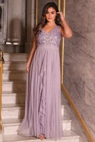 sistaglam v neck maxi dress with sequined top