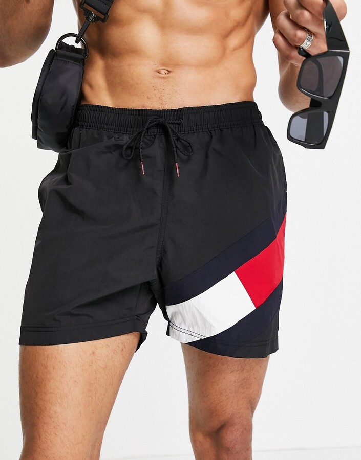 liberal opkald amplitude Tommy Hilfiger shorts with side logo in black - ShopStyle Swimwear