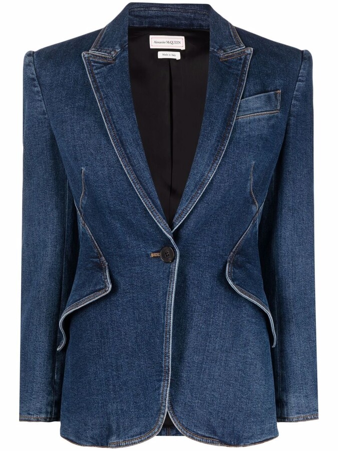 Denim Blazer For Women | Shop the world's largest collection of fashion |  ShopStyle