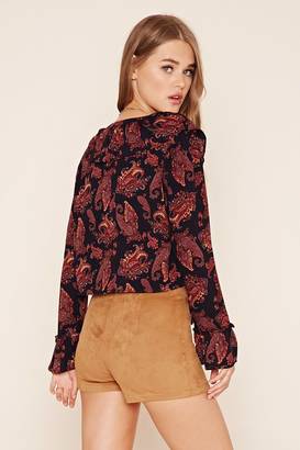 Forever 21 Paisley Lace-Up Top