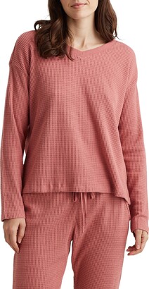 Long Sleeve Waffle-Knit Pajama Top