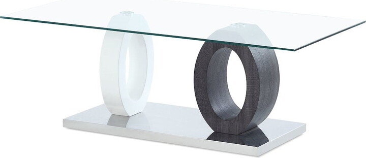Global Furniture USA T1628C Transitional White Glass Top Coffee Table