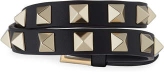 Valentino Valentino Double-Wrap Leather Rockstud Bracelet