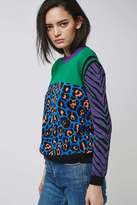 Thumbnail for your product : Animal print colour block jumper