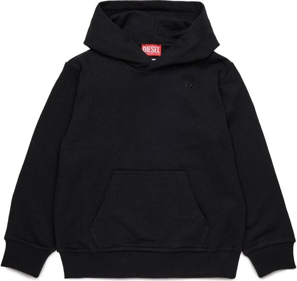 Diesel Kids Oval-D Logo Embroidered Hoodie