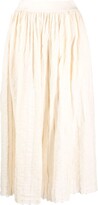 Pleated Cotton Midi Skirt 