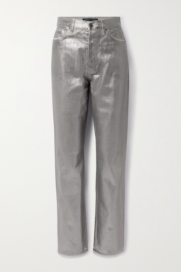 Rabanne Metallic Coated high-rise straight-leg Jeans - Farfetch