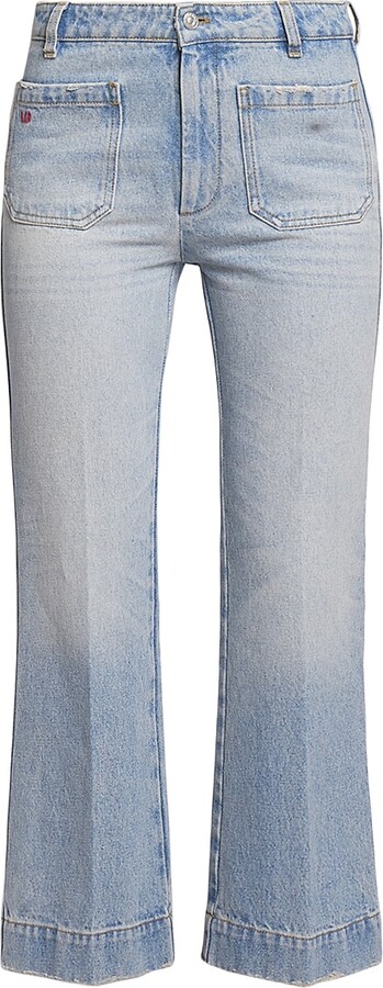 Victoria Beckham Women's Alina High-Rise Cropped Flared Jeans - Pale Blue Wash - Size 32