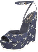 Thumbnail for your product : Saint Laurent Riviera Starfish Ankle-Wrap Wedges