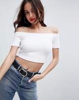 Thumbnail for your product : ASOS DESIGN Off Shoulder Crop Top In Rib