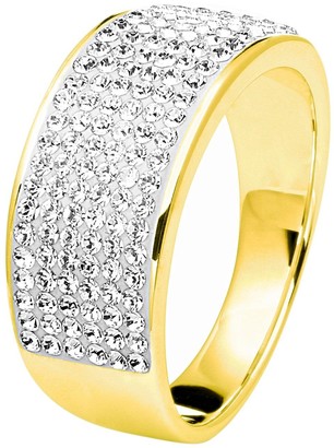 Evoke Gold Plated Sterling Silver Swarovski Crystal Band Ring