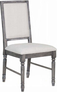 Classic Gray Finish Side Chairs Set of 2, Upholstered Seat and Back for Comfortable Dining Experience