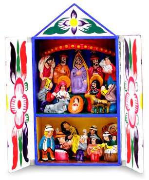 Novica Folk Art Retablo Peruvian Nativity Scene