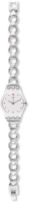 Swatch LK362G Women's Gamme De Coeur Silver Dial Stainless Steel Charm Bracelet Watch