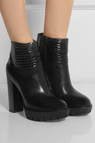 Thumbnail for your product : Kenzo Leather and snake-effect ankle boots