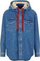 Thumbnail for your product : HUGO BOSS Oversized-fit denim overshirt with teddy-lined hood