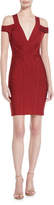 Thumbnail for your product : Herve Leger Cold-Shoulder V-Neck Bandage Dress, Ruby