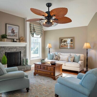 Bayou Breeze Kittrell 52 Inch Ceiling Fan Light With Remote Control  Tropical Ceiling Fans Decoration Indoor Chandelier With Metal Cage Shade 3  Speed 5 Lights Quiet - ShopStyle