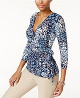 Thumbnail for your product : Charter Club Printed Faux-Wrap Top, Only at Macy's