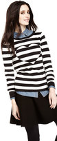 Thumbnail for your product : Neiman Marcus Round-Neck Striped Sweater W/ Heart, Black/White